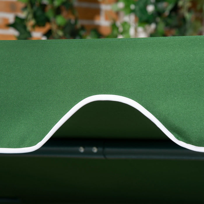 Outsunny 3-seat Patio Swing Chair With Adjustable Canopy Green And White