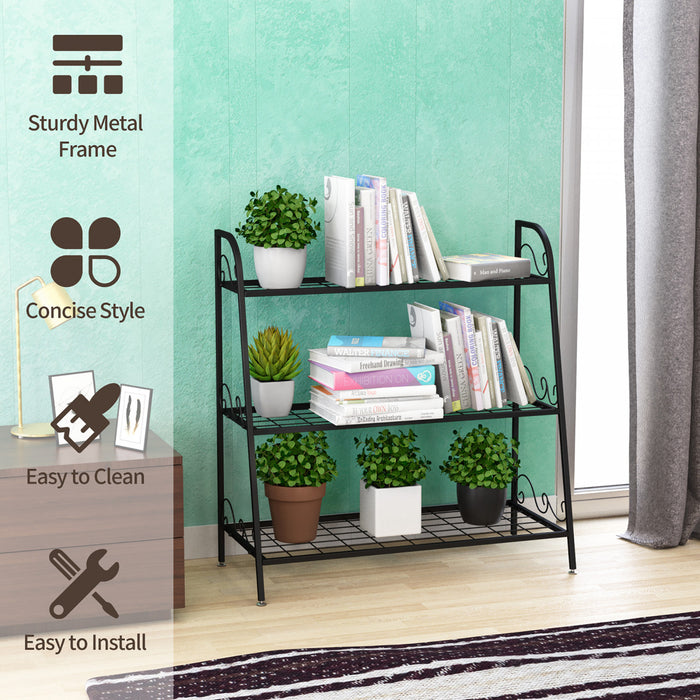 Costway 3-tier Metal Plant Stand Shelf Flower Pot Holder Display Rack Shoe Organizer