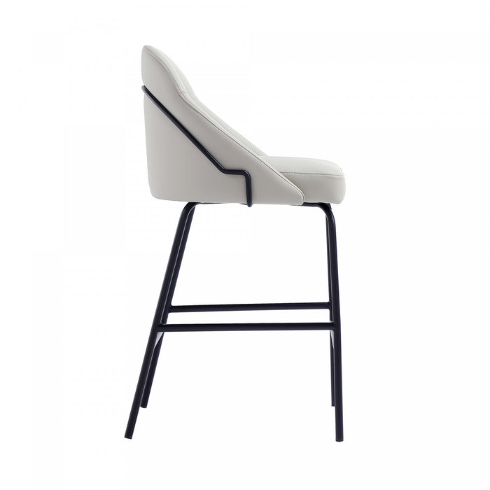 Gracie Modern Metal Upholstered Counter Stool in Stone Gray and Black Armoire