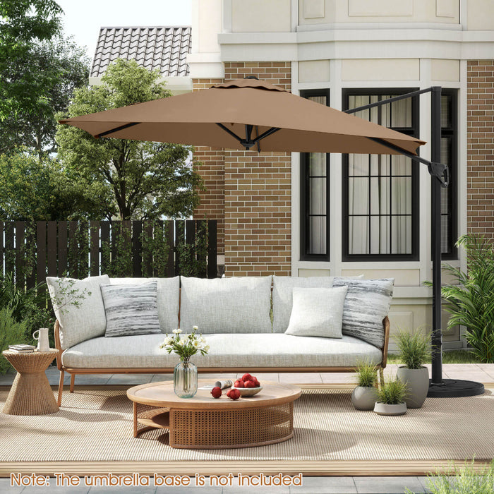 Costway 9 FT Cantilever Patio Umbrella Offset Hanging Umbrella with Vented Top for Poolside Brown