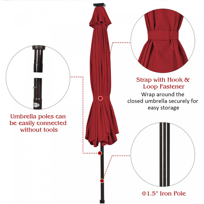 Costway 10' Solar LED Lighted Patio Market Umbrella Tilt Adjustment Crank