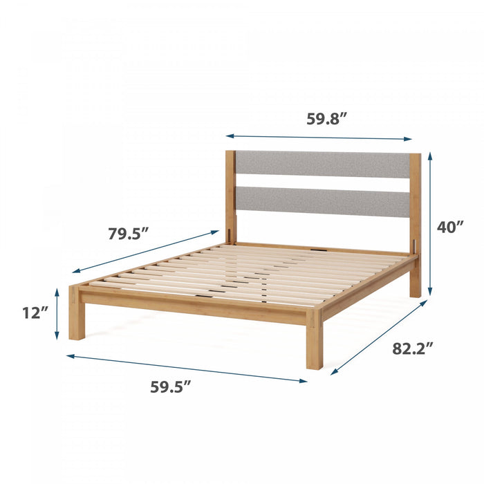 Kumiki Interlocking Bamboo Platform Bed with Headboard - Queen Size
