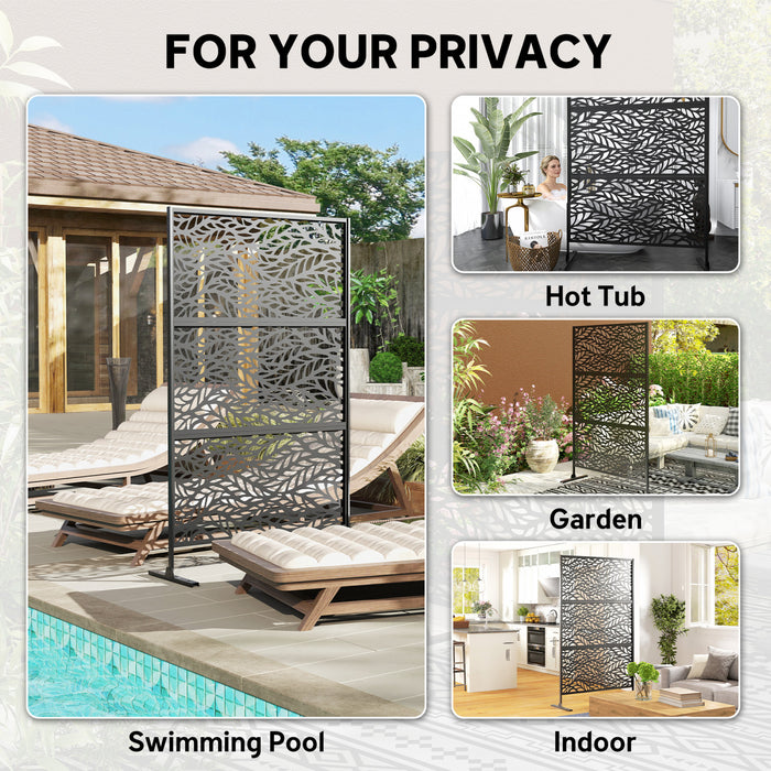 Outsunny Outdoor Privacy Screen, Freestanding Outdoor Divider, Black