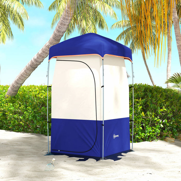 Outsunny Camping Shower Tent with Solar Shower Bag and Carrying Bag, Blue