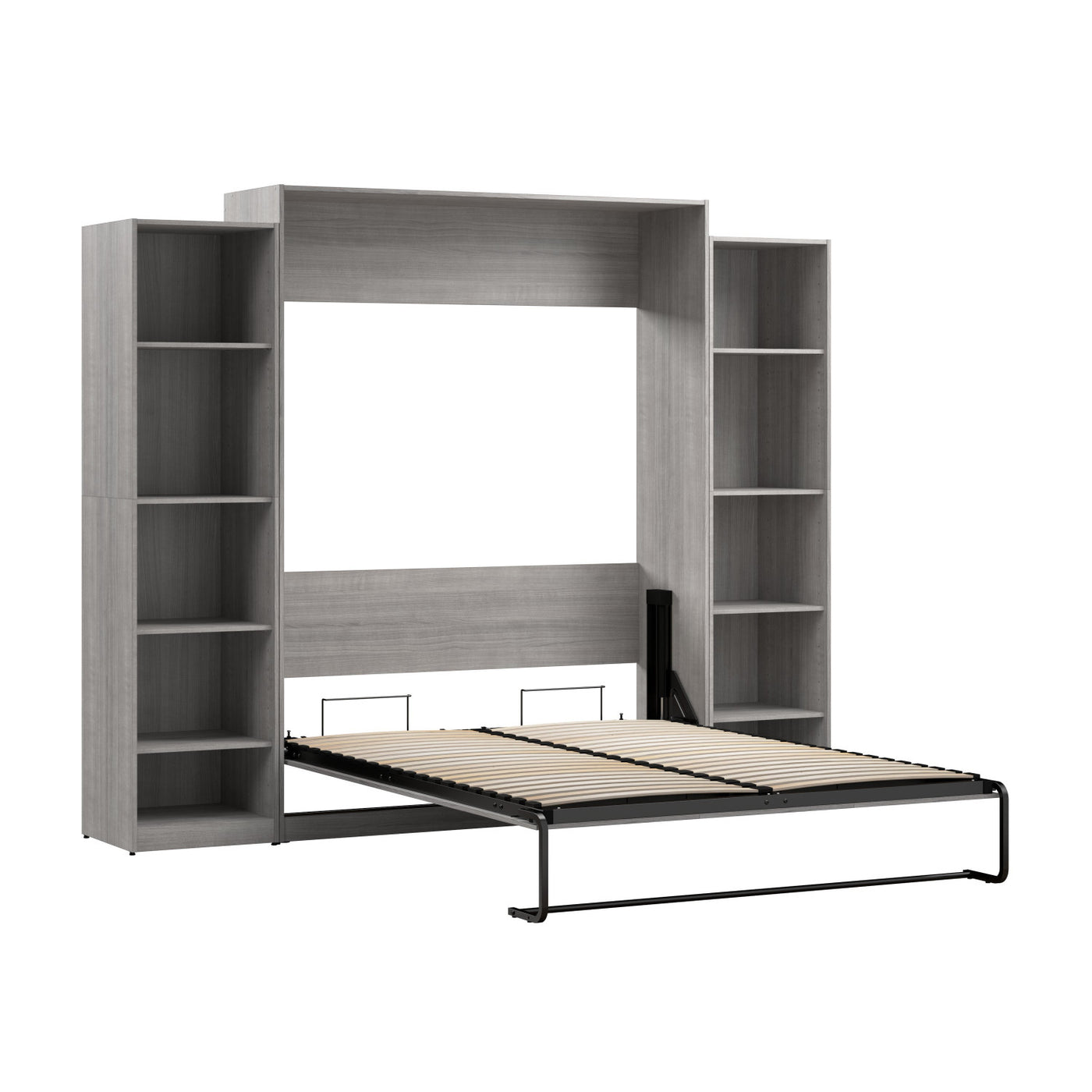 Bestar Claremont 10 Shelf Queen Murphy Bed Platinum Grey The Brick