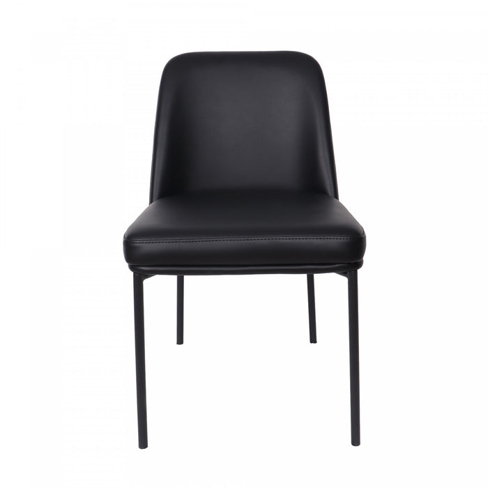 Loft Contemporary Vegan Leather Metal Side Chair in Black - Set of 2
