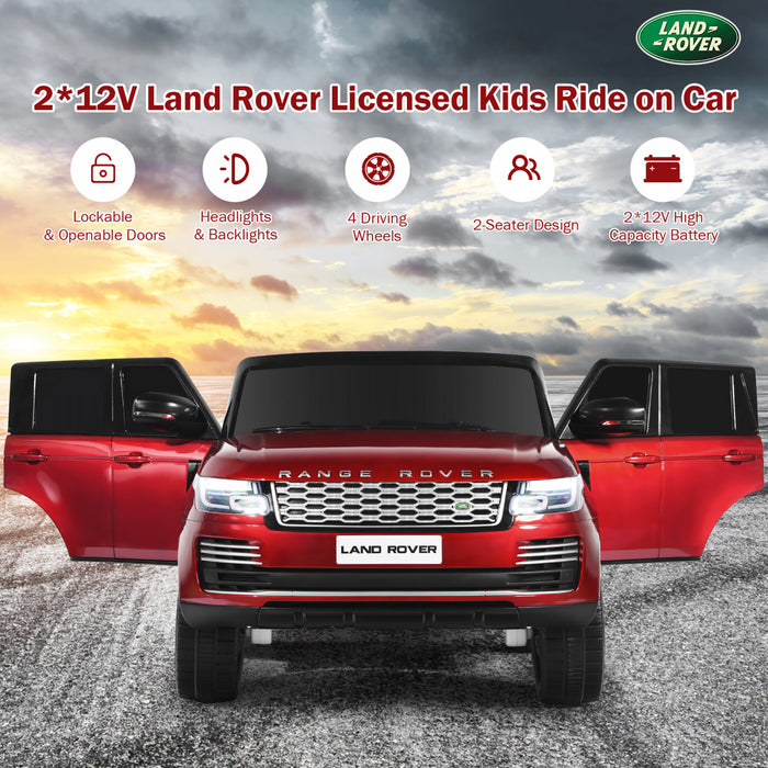 Costway 2*12v 2-seater Licensed Land Rover Kids Ride On Car 4wd W/ Remote Surface Painting Red