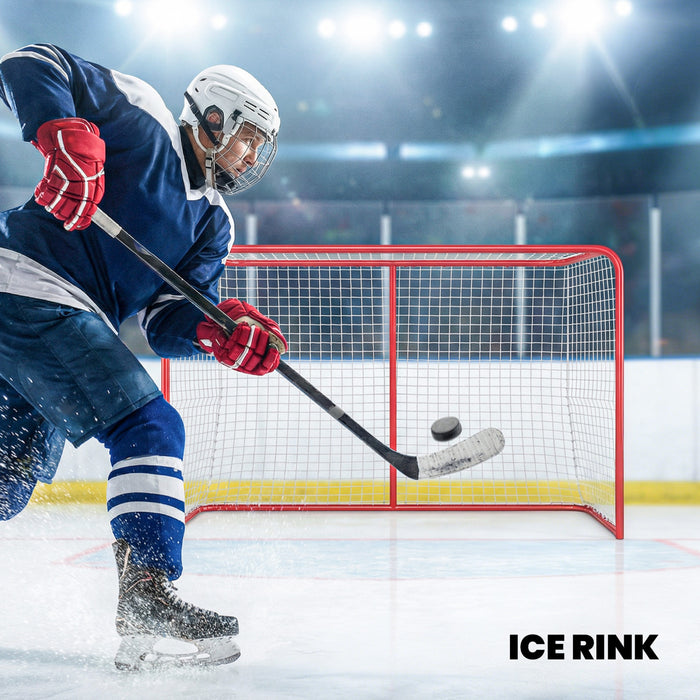 Soozier 5' x 4' Hockey Goal, Easy Set Up Hockey Net with Steel Frame, PE Mesh, Street Hockey Net, Lightweight & Portable, Indoor & Outdoor Training Equipment