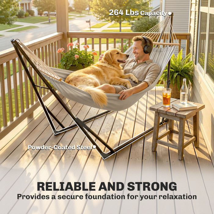 Outsunny 9.5ft Hammock Stand Portable Adjustable, 120 kg Capacity, Black