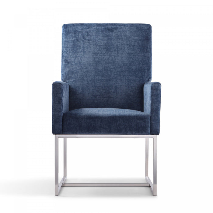 Element Modern Velvet Metal Dining Chair in Blue - Set of 2