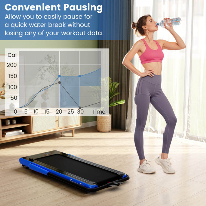 Superfit 3-in-1 Folding Treadmill With Smart Apps Remote Control Led Display And Speakers Blue