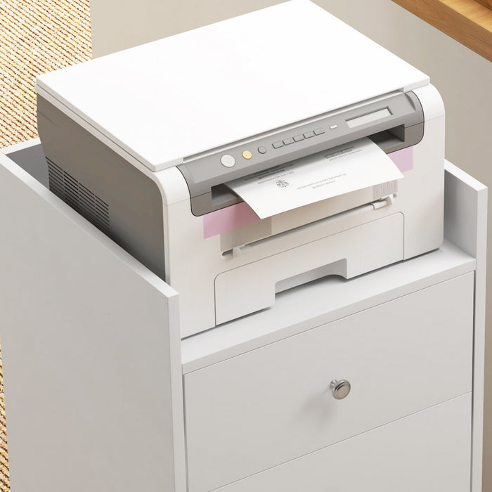 HOMCOM 3 Drawer File Cabinet with Wheels Tray for Home Office, White