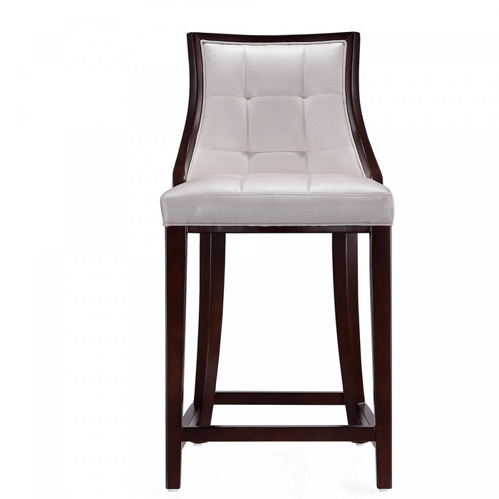 Fifth Avenue Traditional Wood Upholstered Counter Stool in Pearl White - Set of 3