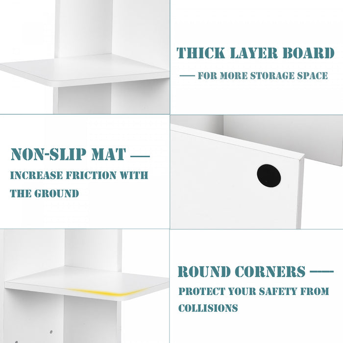 Costway Open Concept Bookcase Plant Display Shelf Rack Storage Holder Wooden White