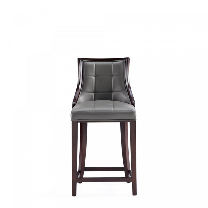 Fifth Avenue Traditional Wood Upholstered Counter Stool in Graphite - Set of 2