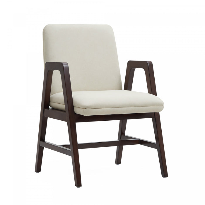 Stella Modern Velvet Wood Armchair in Cream - Set of 4