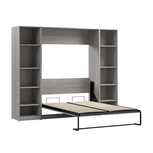 Bestar Claremont 10-Shelf Full Murphy Bed - Platinum Grey