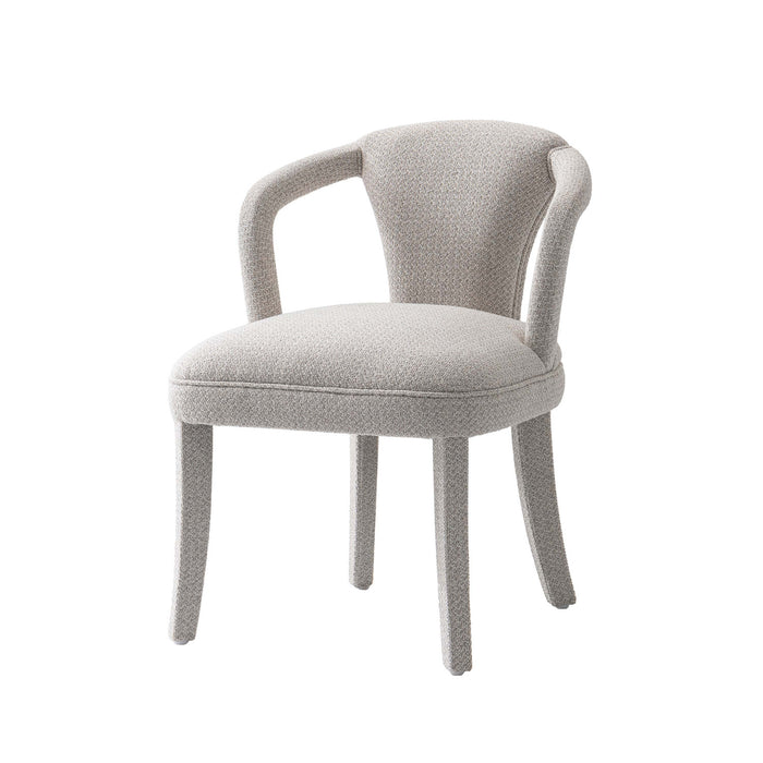 Palmer Mid-Century Modern Upholstered Tweed Armchair in Silver Lining - Set of 2 Dining Chair