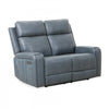 Bellamy 58 in. Leather Match Power Reclining Loveseat with Adjustable Headrest and USB - Blue | Causeuse inclinable electrique Bellamy de 58 po en cuir assorti avec appuie-tete ajustable et USB - Bleu