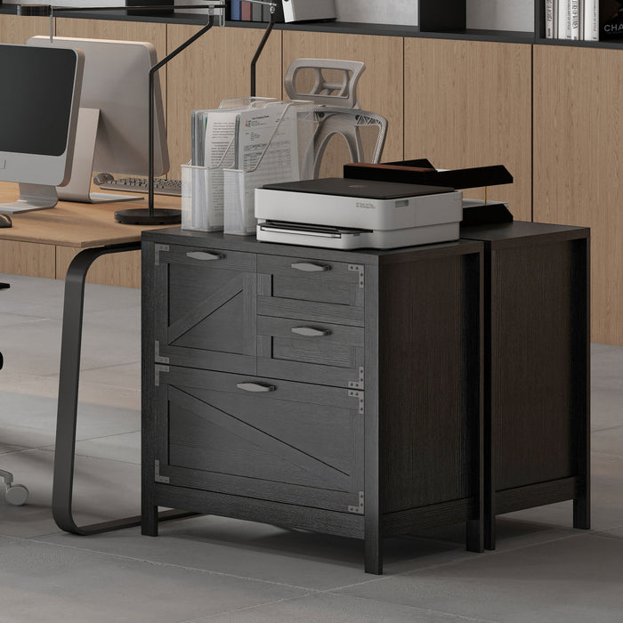 HOMCOM 4 Drawer File Cabinet Filing Cabinet for Letter/A4/Legal Files Black