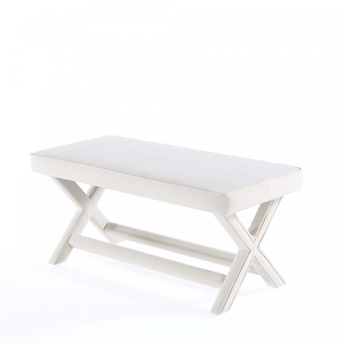 Abigail Mid-Century Modern Upholstered Velvet Accent Bench in Cream