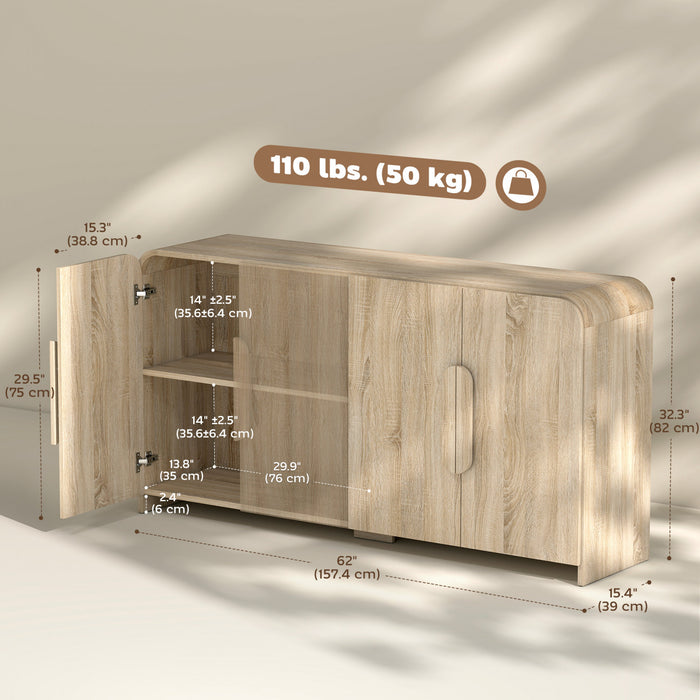 HOMCOM Sideboard Cabinet, 62\" Modern Buffet Cabinet with Soft-Close Doors
