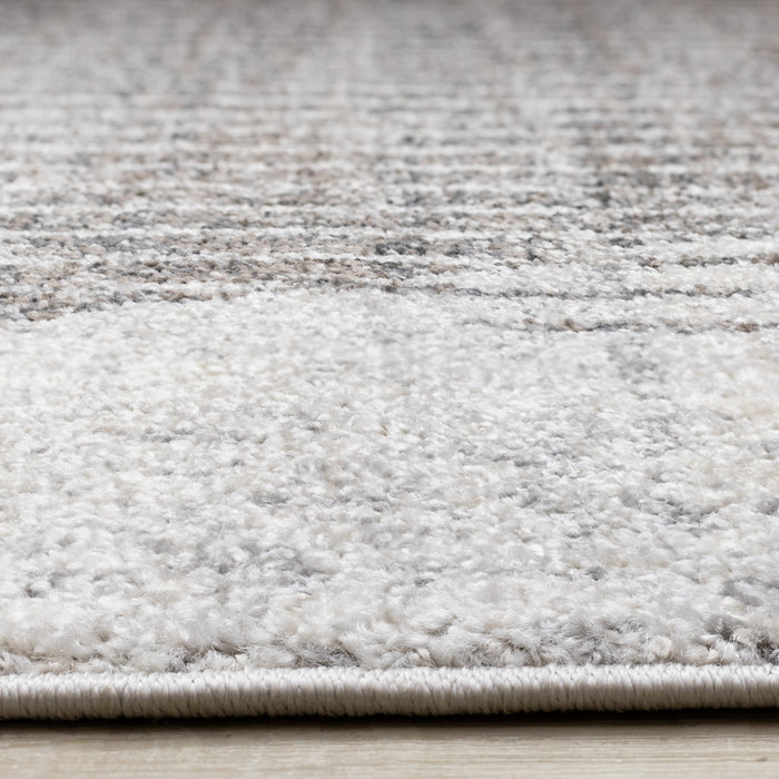 Solace Soft Low-Pile Grey White Merging Circles Area Rug - 5'3\" x 7'7\"