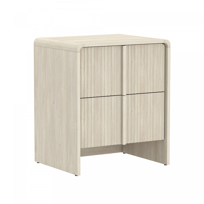 Novara Contemporary 22\" Nightstand in Whitewashed Oak (2-Drawer)