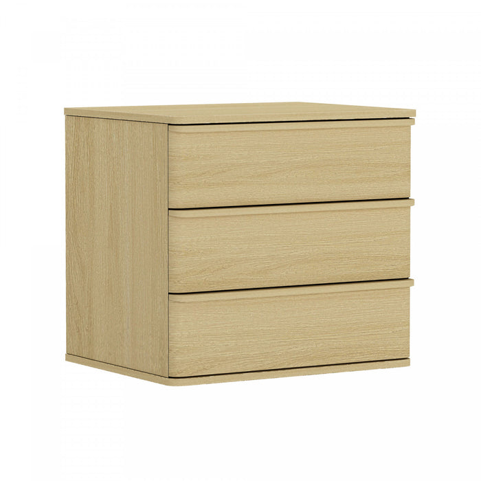 Molly Modern 26\" Nightstand in Natural Oak (3-Drawer) - Set of 2