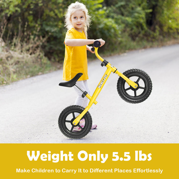 Honeyjoy Kids Balance Bike No Pedal Training Bicycle W/adjustable Handlebar & Seat Yellow