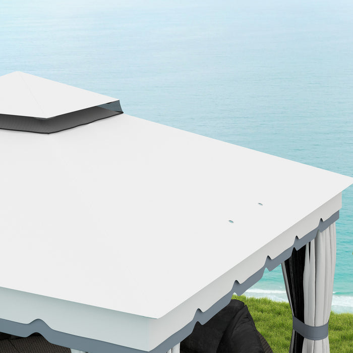 Outsunny 10' X 12' Double Roof Outdoor Gazebo With Netting & Curtains