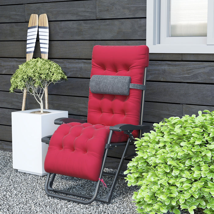 Outsunny Padded Zero Gravity Chair, Folding Recliner Chair, Red