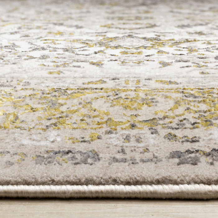 Zaris Cream Yellow Black Elegant Classic Rug, 7'10\" x 10'6\" Indoor Area Rug