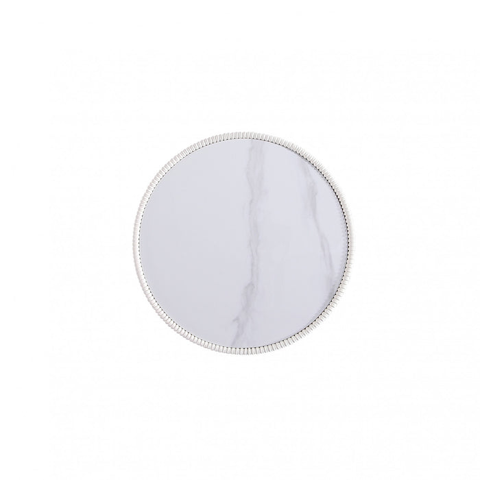 Anderson Modern Sintered Stone Top Upholstered End Table in Cream - Set of 2