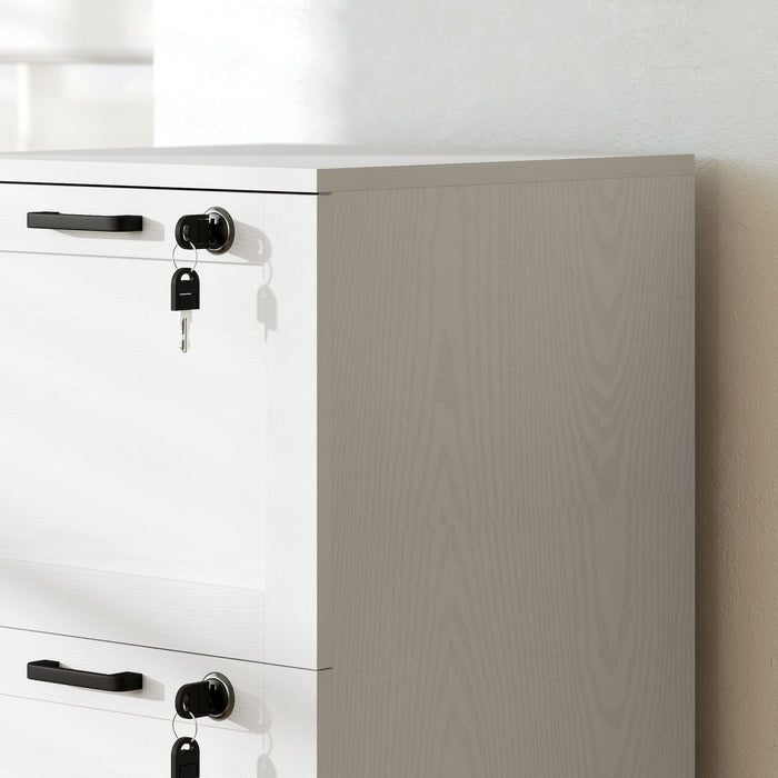 HOMCOM Office File Cabinet with 3 Drawers, Vertical Filing Cabinet, White