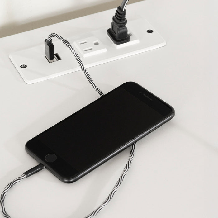 Axess Office Desk with Keyboard Tray and Drawer with USB Port Pure White - South Shore