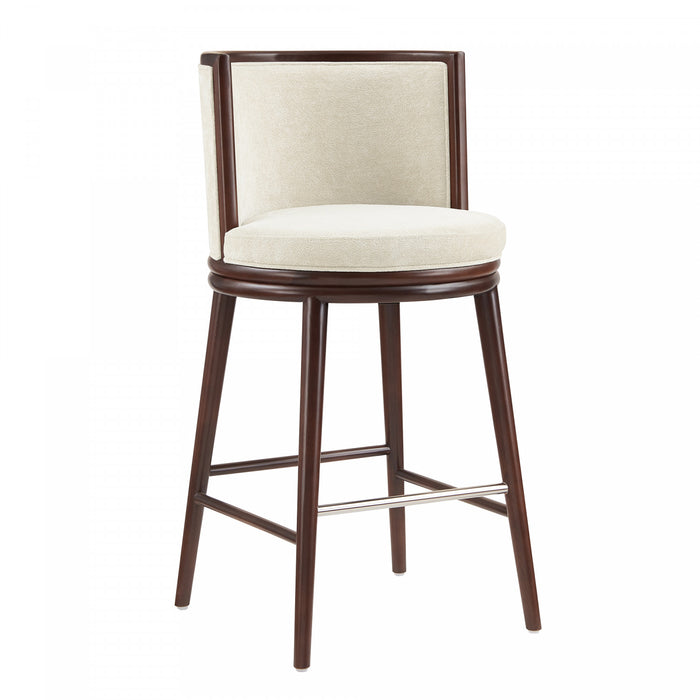 Evalyn Modern Wood Upholstered Barstool in Cream - Set of 2