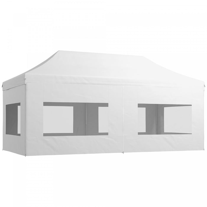 Outsunny 20' X 10' Pop-up Canopy Instant Tent Shelter W/ Roller Bag, White