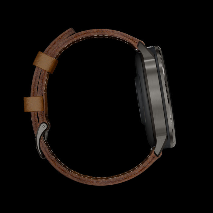 Garmin Venu 4 45mm Slate Leather Durable Smartwatch - Navigation Wearable, Advanced Routing, Weather Reminders, Training Insights, Auto Lap