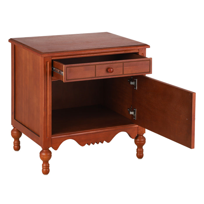 Amelia Vintage 24\" Nightstand with Carved Drawer and Cabinet,Brown
