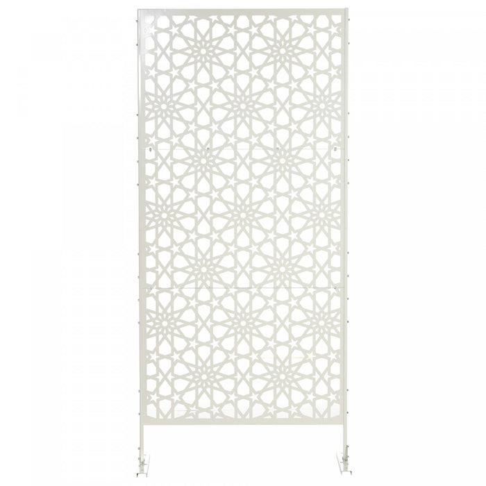 Outsunny Metal Outdoor Privacy Screen, Outdoor Divider with Stand, White