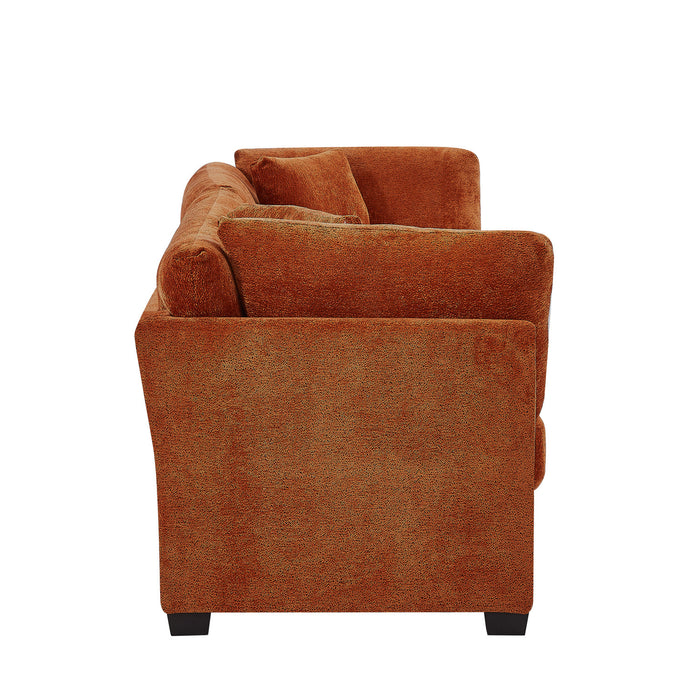 Flare Modern 83.5 Inch Flared Arms Sofa with High-Density Cushions, Caramel