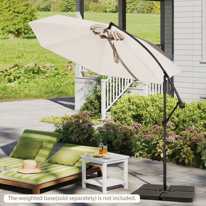 Costway 10' Hanging Umbrella Patio Sun Shade Offset Outdoor Market W/ T Cross Base Beige