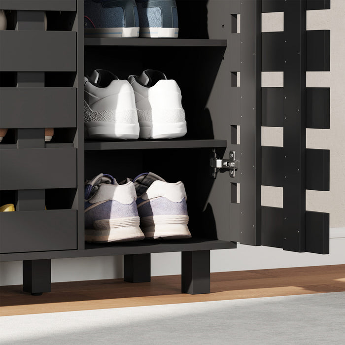 HOMCOM Shoe Cabinet, Shoe Storage Cabinet for 20 Pair of Shoes, Black