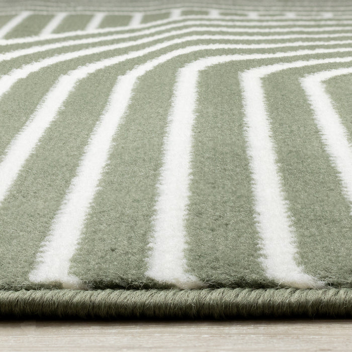 Forte Green White Modern Geometric Arches Area Rug - 7'9\" x 10'6\"