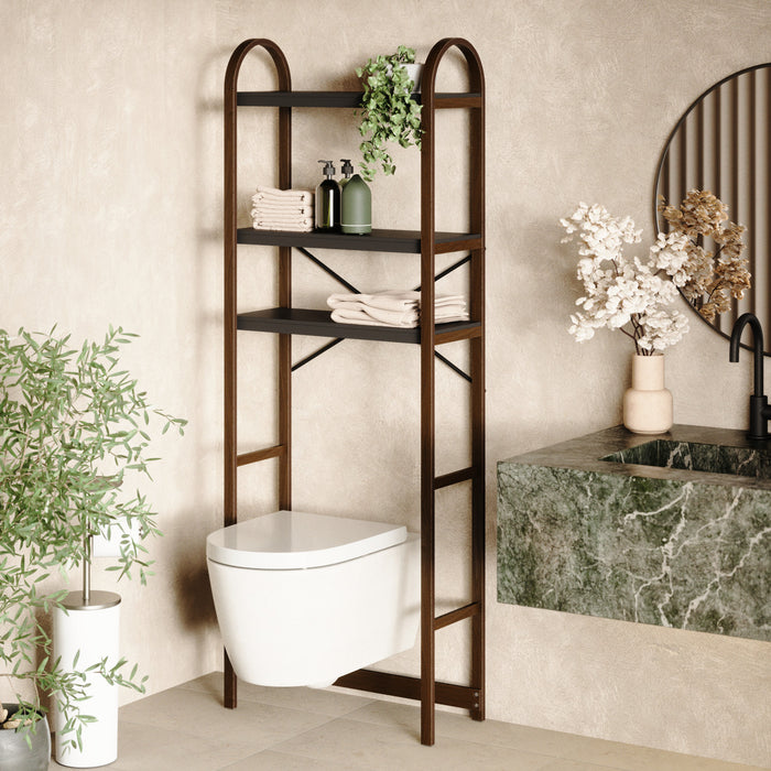 Umbra Modern Bellwood Over-Toilet Shelves - Black and Walnut