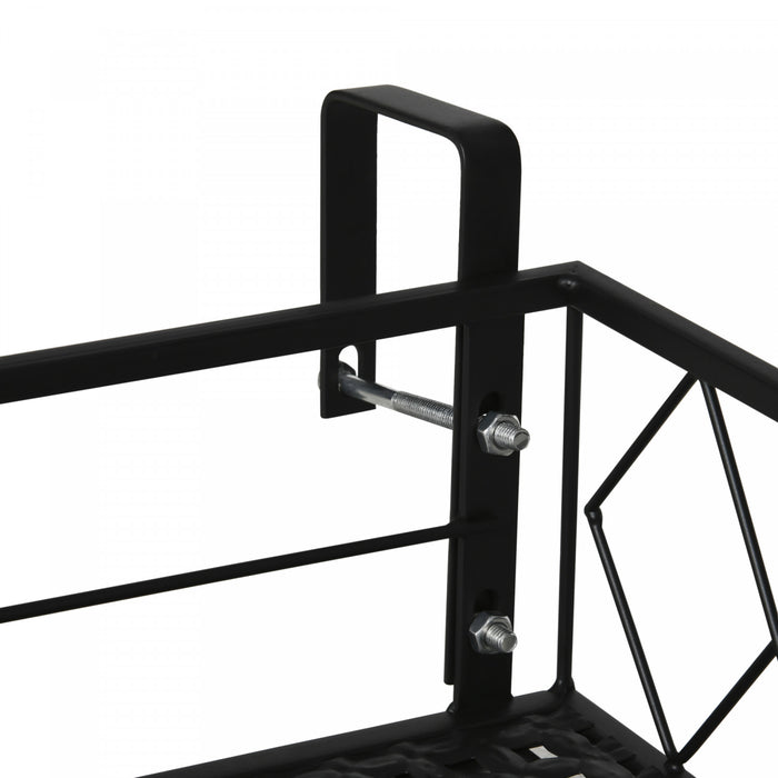 Outsunny 32'' X 12'' Hanging Flower Pot Stand Rack With Hooks, Metal Plant Pot Holder, Railing Shelf, Windows Decorate For Outdoor Garden Balcony Fence Patio