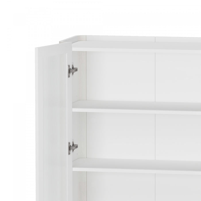 Abbey Modern 32\" Tempered Glass Bookcase Cabinet in White (4-Shelf)