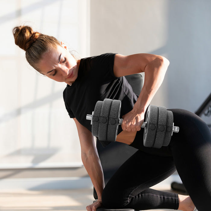 Soozier 2 x 33 lbs Adjustable Dumbbells Weight Set for Body Fitness, Black