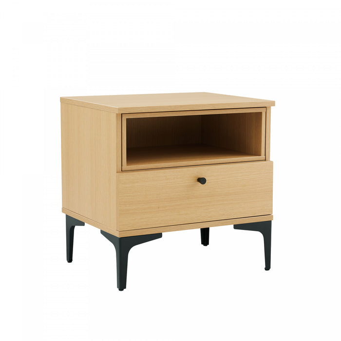 Amara Modern 20\" Nightstand in Light Oak (1-Drawer) - Set of 2